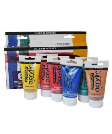 NGJYRA AKRILI GRADUATE, SET 6 x 75ml METALLIC DALER ROWNEY