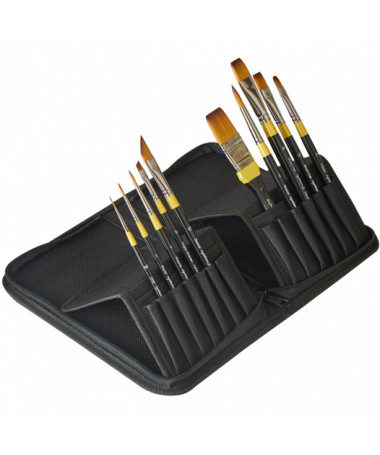 BRUSHA SYSTEM3 LONG HANDLE, HEAVY BODY ZIP CASE 10 pcs, DALER ROWNEY