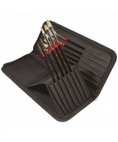 BRUSHA GEORGIAN FINE ART LONG HANDLE, SET ZIP CASE 10 pcs, DALER ROWNEY