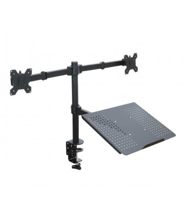 Mbajtës tavoline për 2 monitorë LED/LCD 13-27" ART L-25 + mbajtësi për laptop 10 kg / E zezë