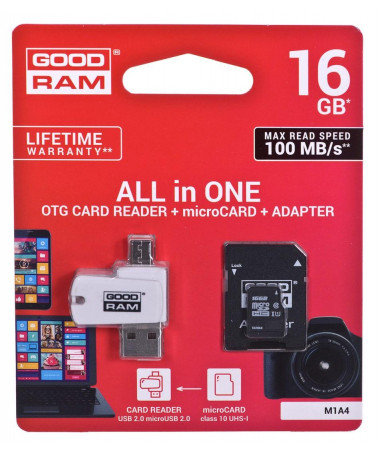 MicroSDHC card Goodram M1A4-0160R12 16 GB Class 10 UHS-I
