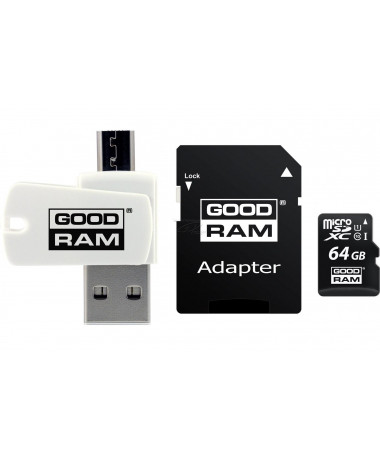 MicroSDXC card Goodram 64 GB All in one M1A4-0640R12 Class 10 UHS-I + The card reader