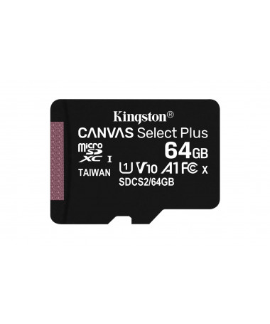 Kingston Technology 64GB micSDXC Canvas Select Plus 100R A1 C10 Card + ADP