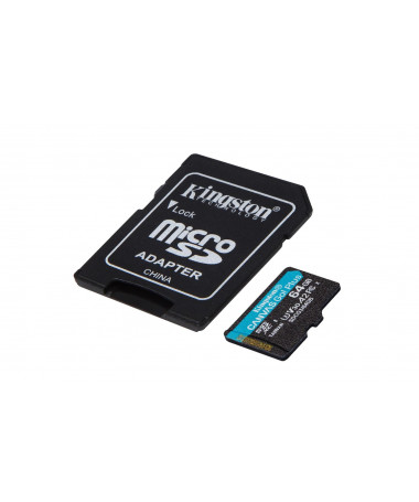 Kingston Technology 64GB microSDXC Canvas Go Plus 170R A2 U3 V30 Card + ADP
