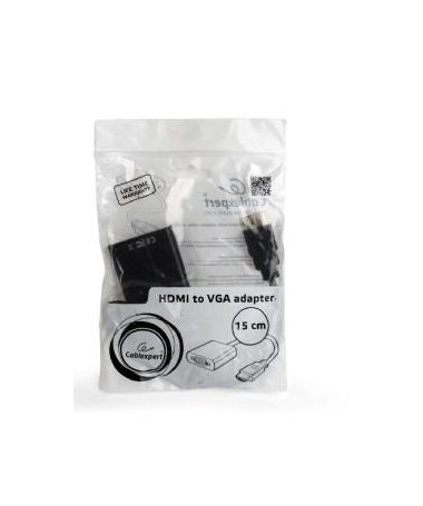 Adapter Gembird A-HDMI-VGA-04 video cable adapter 0.15 m VGA (D-Sub) HDMI Type A (Standard)