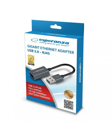 Adapter Esperanza ENA101 ETHERNET 1000 MBPS ADAPTER USB 3.0-RJ45