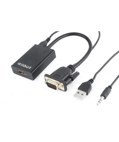 Adapter Gembird A-VGA-HDMI-01 video cable adapter 0.15 m HDMI Type A (Standard) VGA (D-Sub)
