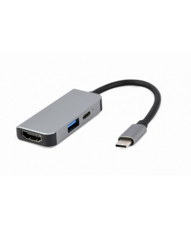 Adapter Gembird A-CM-COMBO3-02 USB Type-C 3-in-1 multi-port adapter (USB port + HDMI + PD)