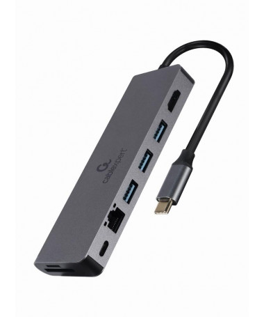 Adapter Gembird A-CM-COMBO5-05 USB Type-C 5-in-1 multi-port adapter (Hub + HDMI + PD + card reader + LAN)