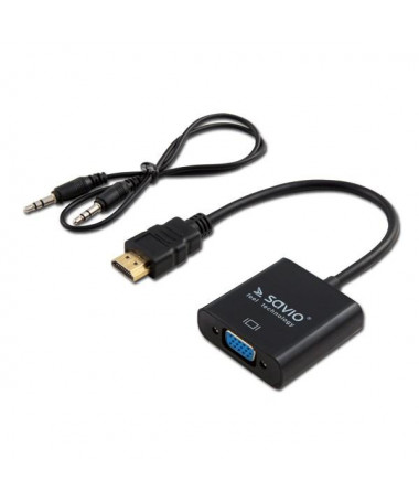 Adapter SAVIO HDMI (M) – VGA (F) Adapter me audio CL-23/B 