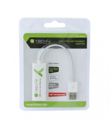Adapter Techly USB2.0 to Fast Ethernet 10/100 Mbps converter