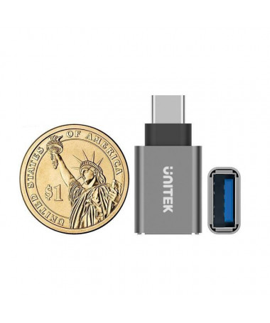 Adapter UNITEK Y-A025CGY cable interface/gender adapter USB Type-C USB Type-A Metallic