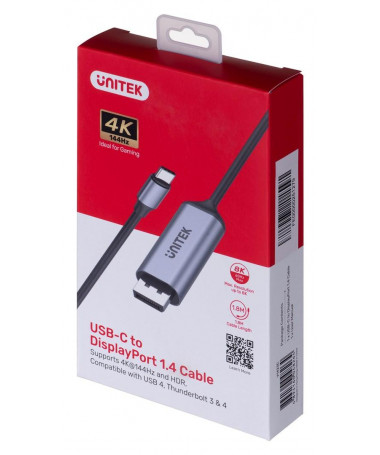 Adapter UNITEK ADAPTER USB-C/ DISPLAYPORT 1.4/ 8K@60HZ/ 1/8M/ V1423C