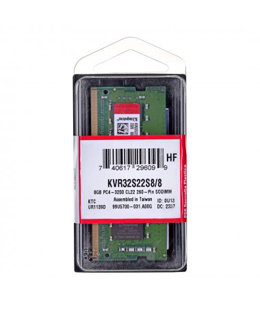 RAM memorje Kingston Technology ValueRAM KVR32S22S8/8 8 GB 1 x 8 GB DDR4 3200 MHz