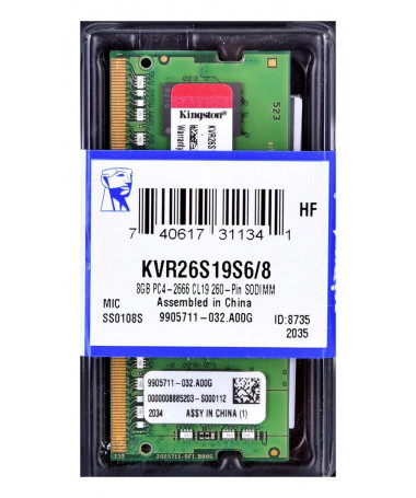 RAM memorje Kingston Technology ValueRAM KVR26S19S6/8 8 GB 1 x 8 GB DDR4 2666 MHz