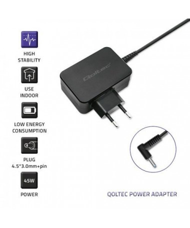 Mbushës laptopi Qoltec 51033 power adapter/inverter Indoor 45 W E zezë