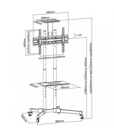 Mbajtës Techly ICA-TR16T signage display mount 177.8 cm (70") 