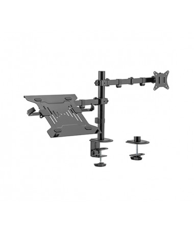 Mbajtës Gembird MA-DA-03 Adjustable desk mount me monitor arm and notebook tray (rotate/ tilt/ swivel)/ 17”-32”/ up to 9 kg