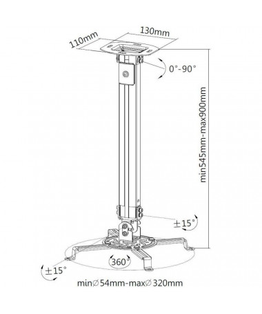 Mbajtëse për projektor Techly Support Extension 545-900 mm ICA-PM 18M