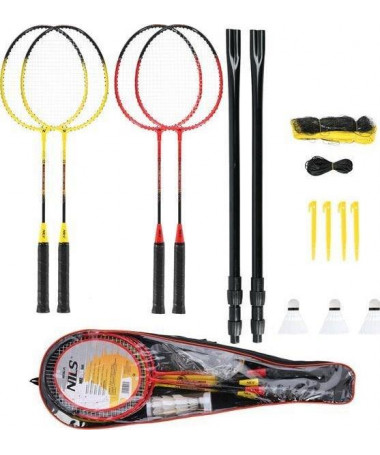 Badminton set NILS NRZ264 ALUMINIUM 4 rackets/ 3 feather darts/ 600x60cm net/ case