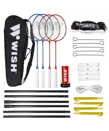 Badminton set Wish Alumtec 4 rackets + 3 ailerons + net + lines