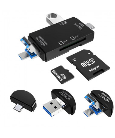 Lexues kartelash VAKOSS CARD READER 6IN1 USB A / MICRO USB / USB C / SD / MICRO SD / USB TC-R425X