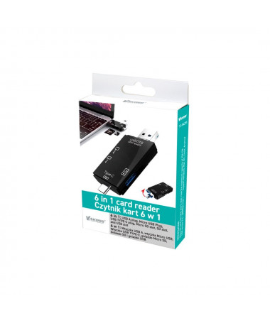 Lexues kartelash VAKOSS CARD READER 6IN1 USB A / MICRO USB / USB C / SD / MICRO SD / USB TC-R425X