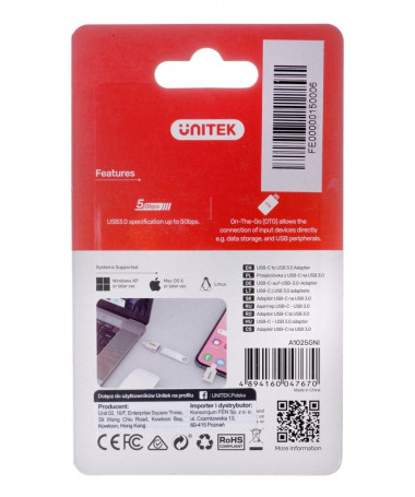 Adapter UNITEK USB-C-USB-A 3.1 GEN1/ M/F/ A1025GNI