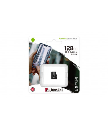 Kartelë memorike Kingston Technology 128GB micSDXC Canvas Select Plus 100R A1 C10 Single Pack w/o ADP