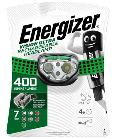 Llampë Energizer Headlight Vision Ultra Rechargeable 400 LM/ USB charging/ 3 light colours