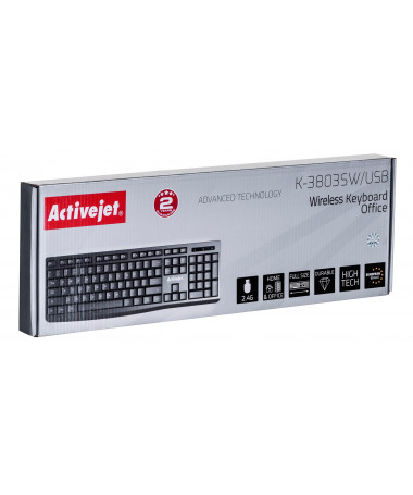 Tastaturë Activejet Wireless K-3803SW/ battery-powered 1x 1.5V AAA e zezë