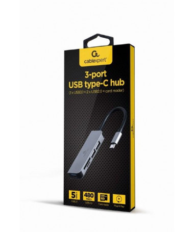 USB Hub Gembird UHB-CM-CRU3P1U2P2-01 USB Type-C 3-port USB hub (USB3.1 + USB 2.0) me card reader