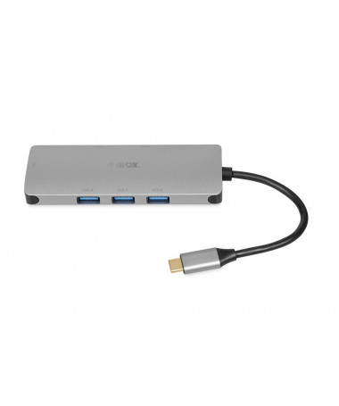 USB Hub iBox IUH3RJ4K notebook dock/port replicator USB 3.2 Gen 1 (3.1 Gen 1) Type-C Power Delivery 100W 