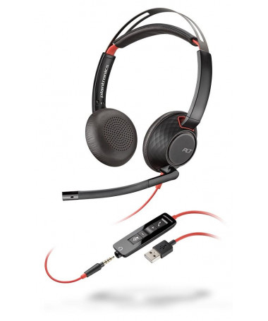 Kufje POLY Blackwire C5220 Headset me kabllo Head-band Office/Call center USB Type-A e zezë/ e kuqe