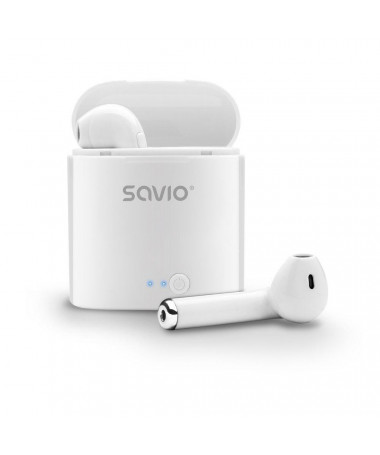 Kufje Savio TWS-01 Wireless Bluetooth Earphones/ e bardhë