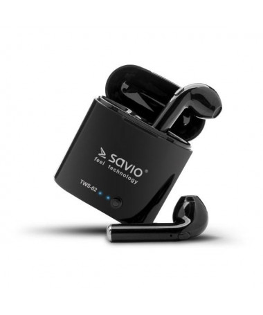 Kufje Savio TWS-02 Wireless Bluetooth Earphones/ E zezë