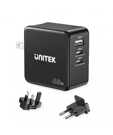 Mbushës UNITEK GAN/ PD 65W 2X USB-C/ USB-A/ TRAVEL