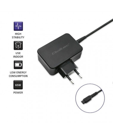 Mbushës Qoltec Qoltec 51027 | 65W | 5-20.3V | 2-3.25A | USB type C | PD