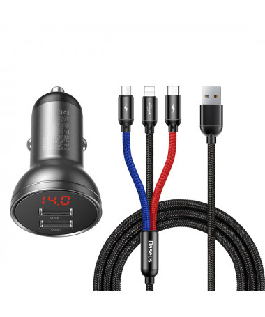 Mbushës Baseus me 24W display + USB cable 3in1 Baseus Three Primary Colors 1.2m