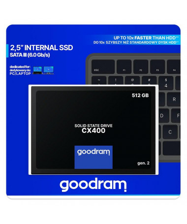 SSD Goodram CX400 gen.2 2.5" 512GB Serial ATA III 3D TLC NAND