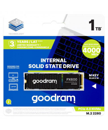 SSD Goodram SSDPR-PX600-2K0-80 internal solid state drive M.2 2TB PCI Express 4.0 3D NAND NVMe