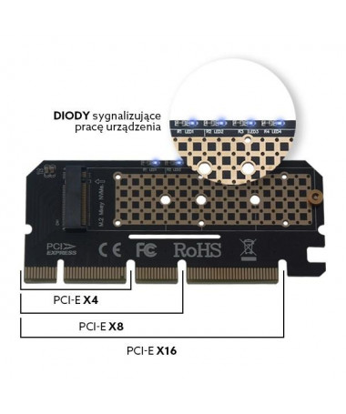 Expansion card/ adapter M.2 NVMe M-Key PCI-E Savio AK-41