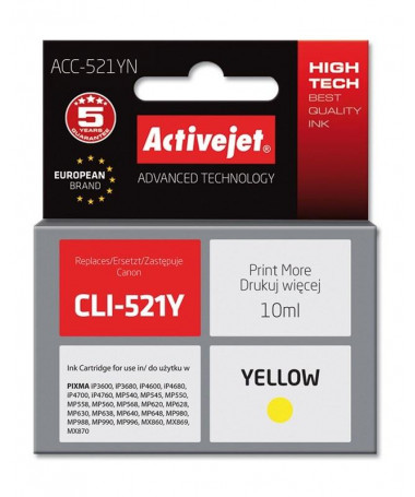 Kertrixh Canon CLI-521Y Activejet ACC-521YN/ 10 ml/ e verdhë