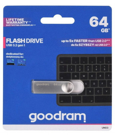 USB flash drive GOODRAM 64GB UNO3 SILVER USB 3.2 Gen 1