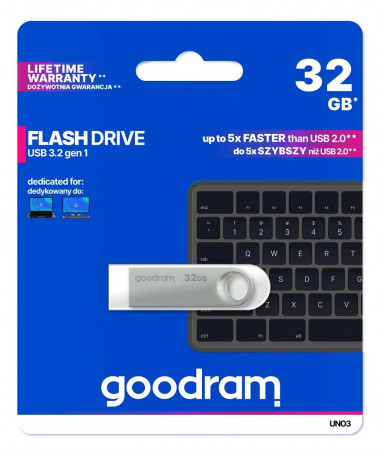 USB flash drive GOODRAM 32GB UNO3 SILVER USB 3.2 Gen 1