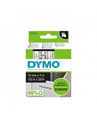 DYMO D1 Standard - E zezë e bardhë - 12mm