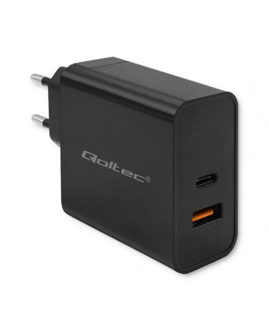 Mbushës Qoltec 52381 Super Quick PD charger | 1xUSB-C | 1xUSB| 90W | 5-20V | 2.4-4.35A 