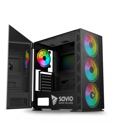 Shtëpizë SAVIO PC Fotrollë Raptor X1 ARGB Glass/Mesh E zezë