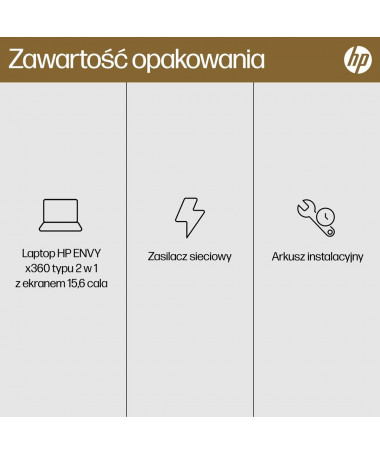 HP ENVY x360 15-fh0006nw Ryzen 5 7530U 15.6"FHD Touch IPS 250nits 16GB LPDDR4 SSD512 Radeon Integrated Graphics No ODD Win11 2