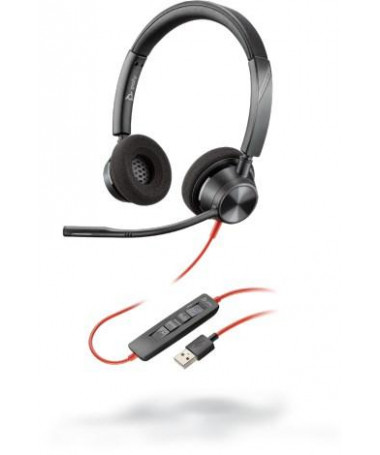 Kufje POLY Blackwire 3320 Headset Me kabllo Head-band Office/Call center USB Type-A E zezë/ e kuqe